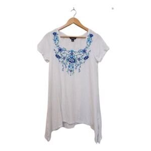 Terre blue embroidered short sleeve top